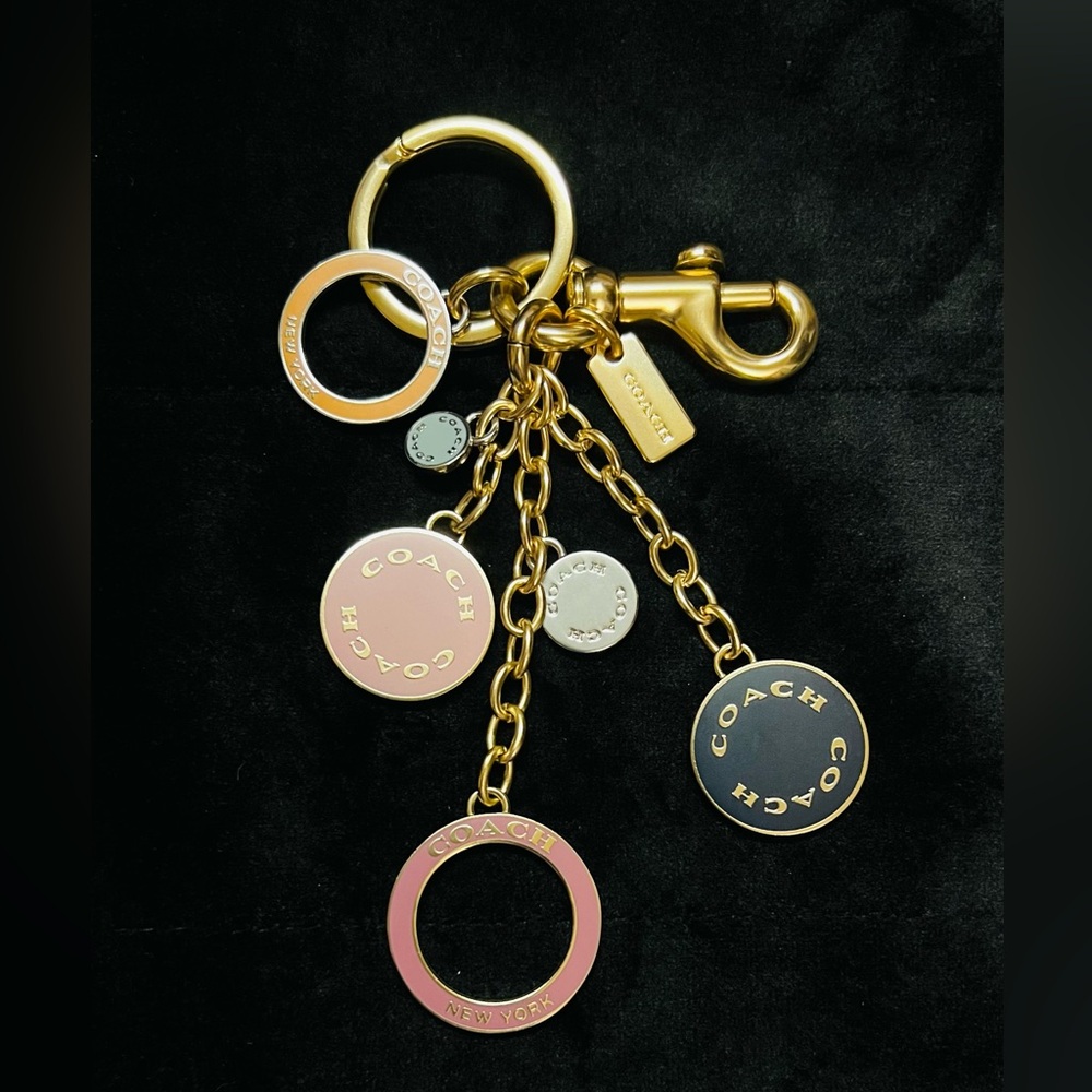 NEW COACH Multi Charm Circles Cluster Key Ring Keychain FOB NEW 1596